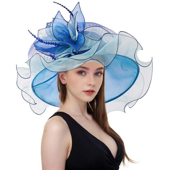 Women Ky Derby Church Hat Organza Flower Wedding Tea Party Fascinator 7767 main image 5